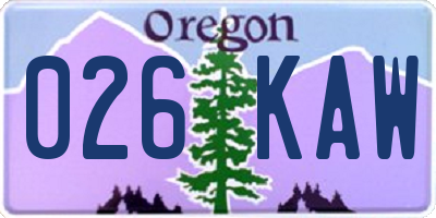 OR license plate 026KAW