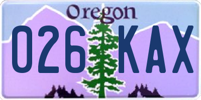 OR license plate 026KAX