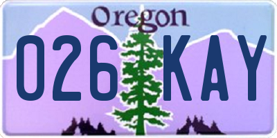 OR license plate 026KAY