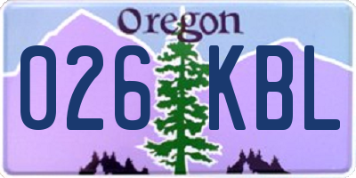 OR license plate 026KBL