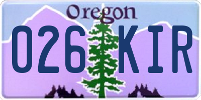 OR license plate 026KIR