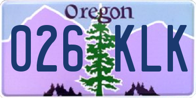 OR license plate 026KLK