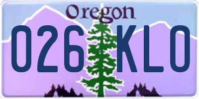 OR license plate 026KLO