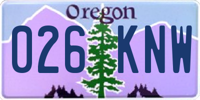 OR license plate 026KNW