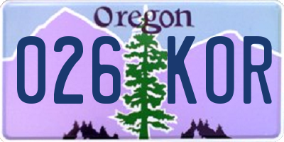 OR license plate 026KOR