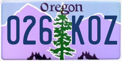 OR license plate 026KOZ