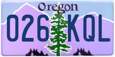OR license plate 026KQL