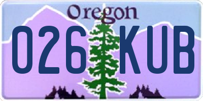 OR license plate 026KUB