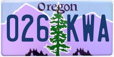 OR license plate 026KWA