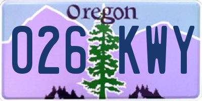 OR license plate 026KWY