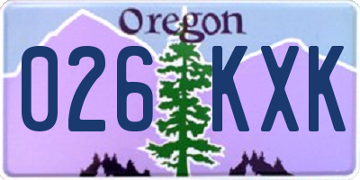 OR license plate 026KXK
