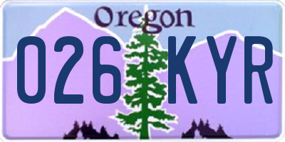 OR license plate 026KYR