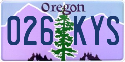 OR license plate 026KYS