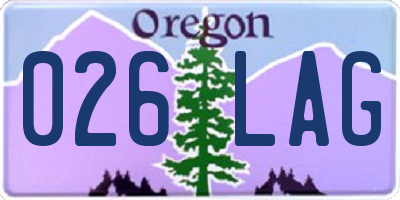 OR license plate 026LAG