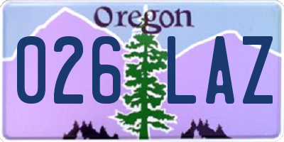 OR license plate 026LAZ