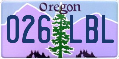 OR license plate 026LBL