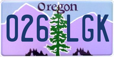 OR license plate 026LGK
