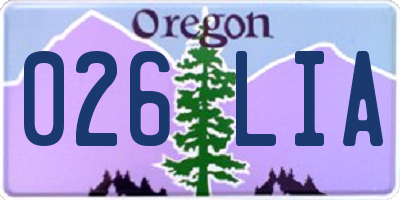 OR license plate 026LIA