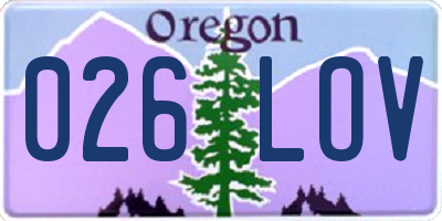 OR license plate 026LOV