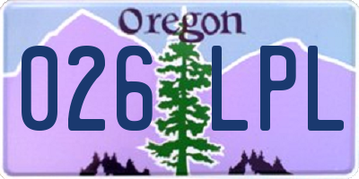 OR license plate 026LPL