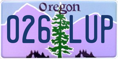OR license plate 026LUP