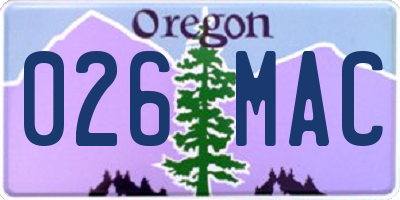 OR license plate 026MAC