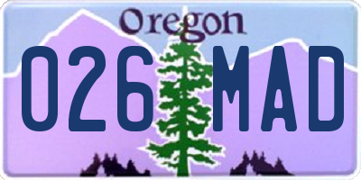 OR license plate 026MAD