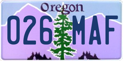 OR license plate 026MAF