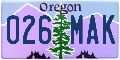 OR license plate 026MAK
