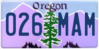 OR license plate 026MAM