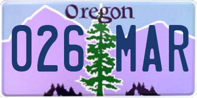 OR license plate 026MAR