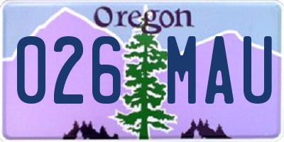 OR license plate 026MAU