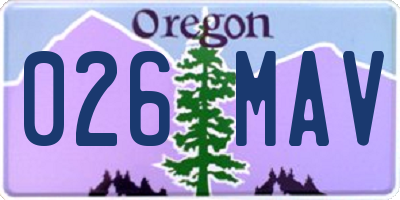 OR license plate 026MAV