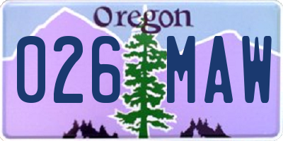 OR license plate 026MAW