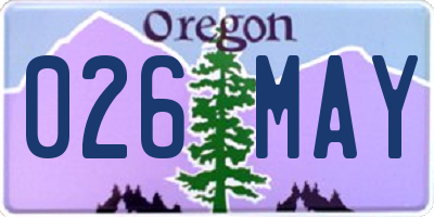 OR license plate 026MAY
