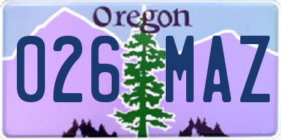 OR license plate 026MAZ