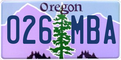 OR license plate 026MBA