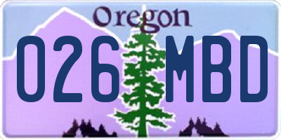 OR license plate 026MBD