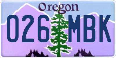 OR license plate 026MBK