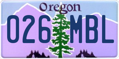 OR license plate 026MBL