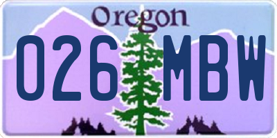 OR license plate 026MBW