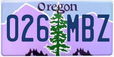 OR license plate 026MBZ