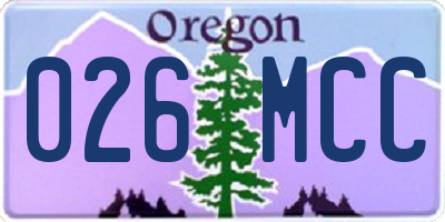 OR license plate 026MCC