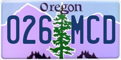 OR license plate 026MCD