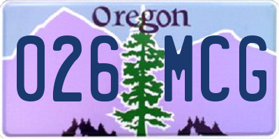 OR license plate 026MCG