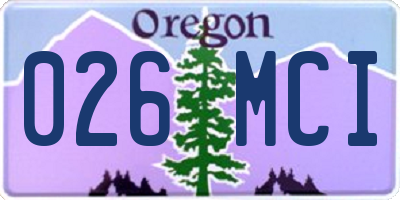 OR license plate 026MCI
