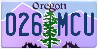 OR license plate 026MCU