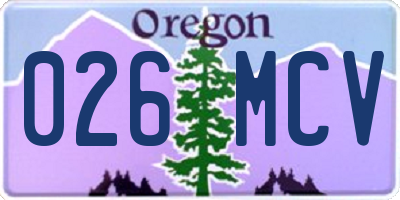 OR license plate 026MCV