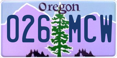 OR license plate 026MCW