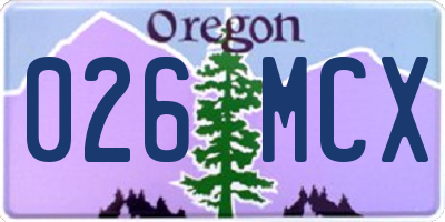 OR license plate 026MCX